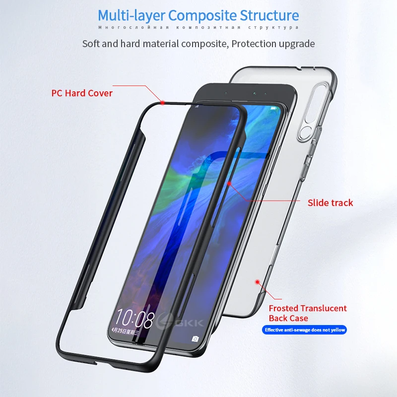 Роскошный чехол GKK Slide для Huawei Honor Magic 2 прозрачный модный жесткий Ультратонкий