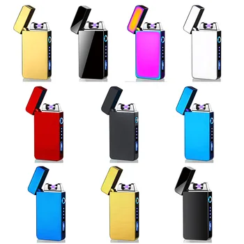 

Windproof Dual Arc Lighter Flameless Electronic Rechargeable Electric Lighter for Cigarette Candle with Power Display