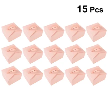 

15PCS Pink Portable Packing Boxes Cute Candy Container Gift Box Party Supplies Cookies Cake Boxes Birthday Decorations (Without