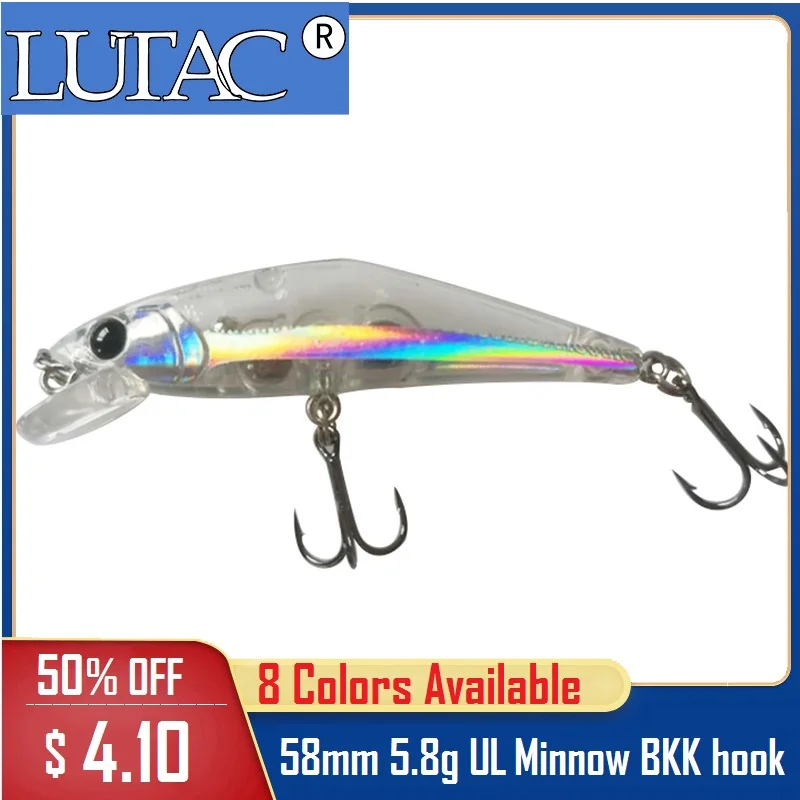 

LUTAC 58mm 5.8g Sinking Good-Quality Minnow Wobblers Fish Bait Long-Casting 3D fish eyes Artificial bait Fishing Tackle