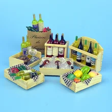 1:12 Миниатюрный Кукольный домик, 9 стилей, мини винные бутылки, коробка для фруктов, конфеты, еда, игрушка, подходит для леса, животных, семья, коллекционный подарок