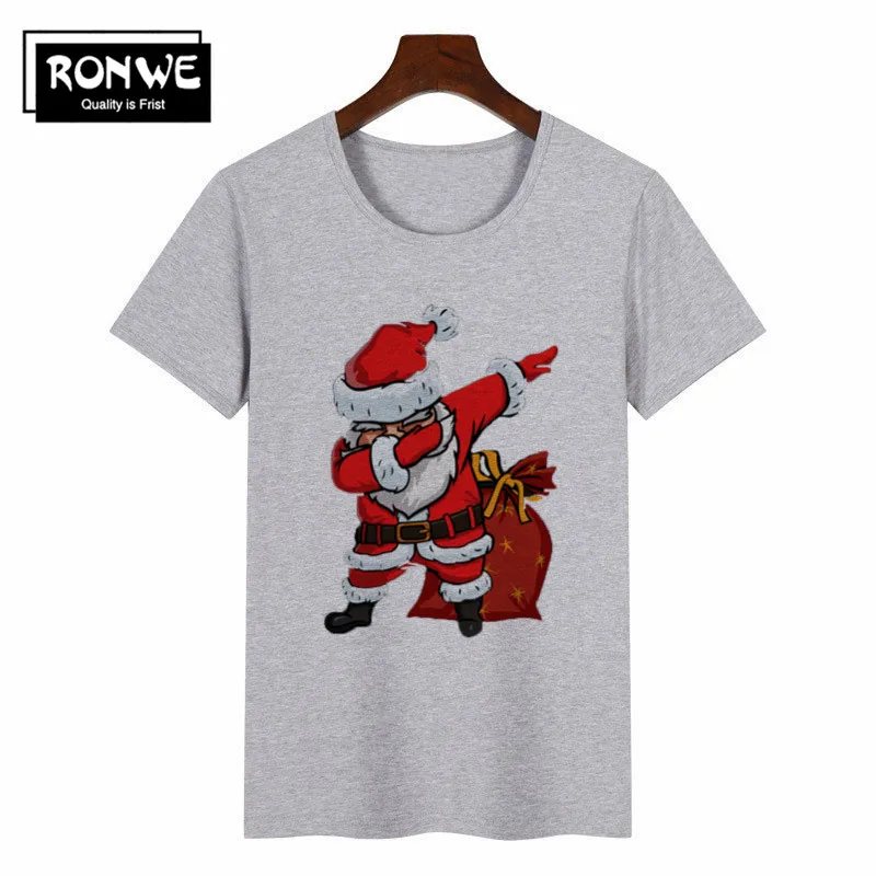 Женская футболка с изображением Санта Клауса, забавная Рождественская Футболка Harajuku, корейские топы, Kawaii, уличная одежда, Camiseta Mujer - Цвет: P1853M-grey