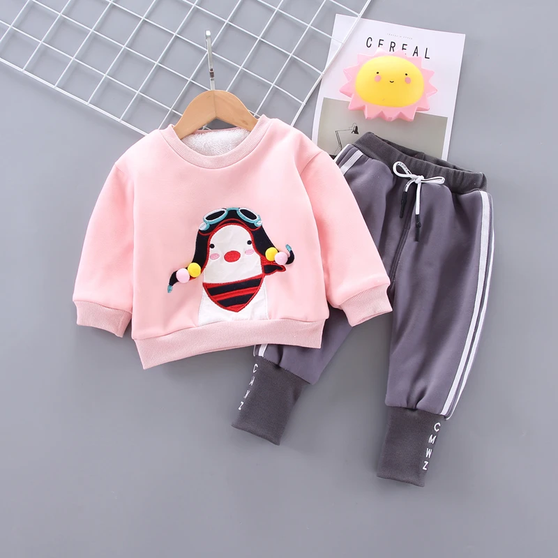 

IENENS Baby Girl Clothes Set Kids Winter Warm Clothing Suits Cartoon Sweatshirt + Pants Outfit 1 2 3 4 Years Child Parkas Wear