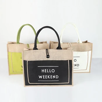 

Ladies Casual Shoulder Bag Large Capacity Daily Handbag Fresh Beach Shopping Bags High Quality Ladies Linen Luxury Handbag
