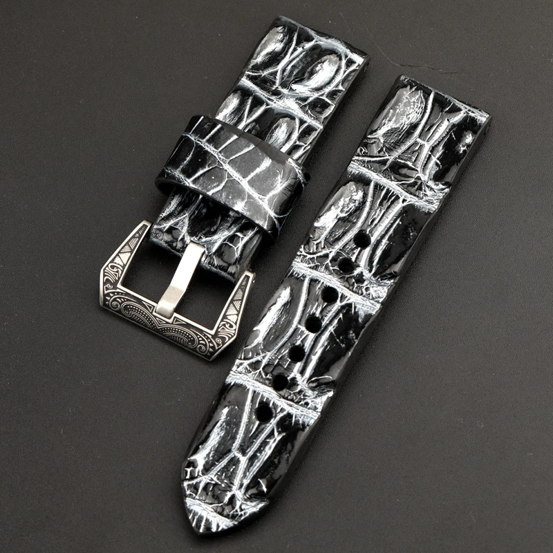 

Suit For Mechanical Watch Handmade Pam Retro Alligator Bone Pattern Watch Strap 20 22MM Adaptation Men Analog Watch MEN'S Watch