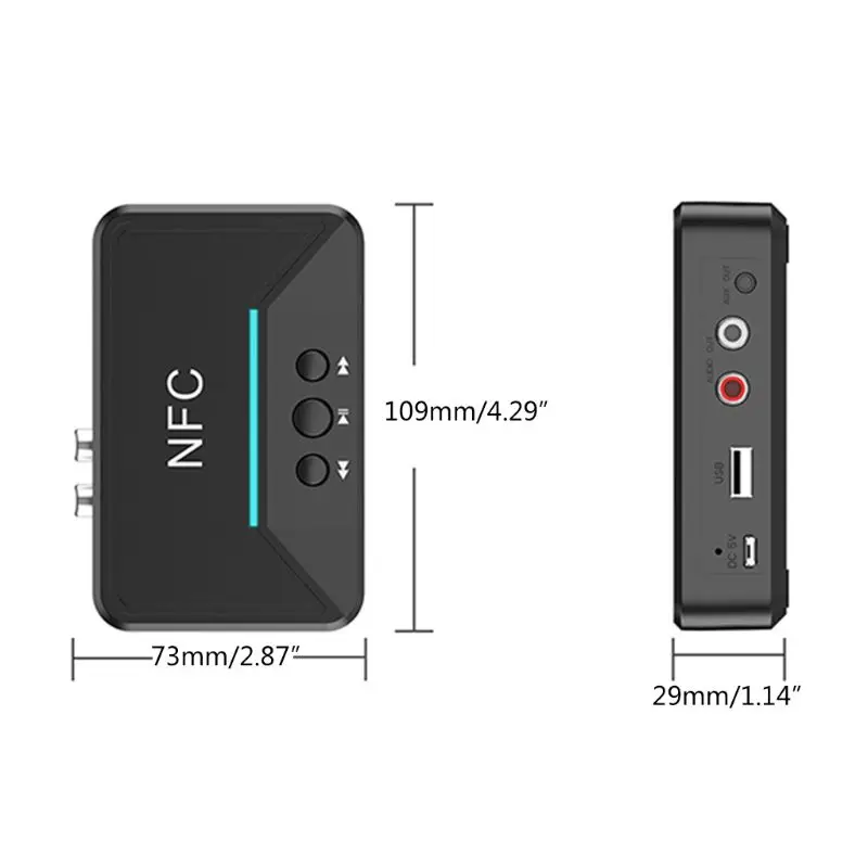 5 0 Bluetooth Receiver Smart NFC A2DP RCA AUX 3 5MM Jack Wireless Adapter Suppotr USB Play For CAR Home Speaker Headphone