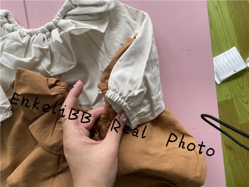 Inverno da Criança Crianças de Linho Coreano Bebê Menina Plissado Blusa Outono Meninas Manga Longa Topos Básico Macio Criança Coréia Topo 2020 19 Blusas e camisas