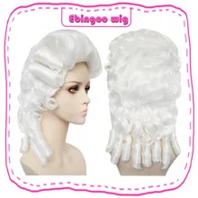 Ebinoo белый парик барокко кудрявый колоний женский защитник судейский Роскошный старинный костюм Синтетический Косплей парик для Хэллоуина