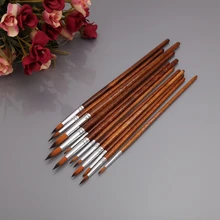 12 шт художников набор кистей для рисования нейлоновые волосы акриловые акварельные круглые Острые кончики 634B