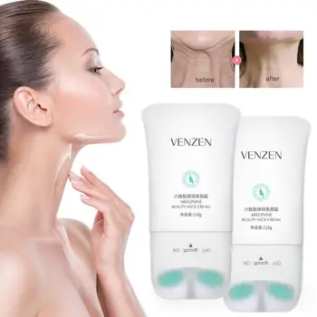 

110g Six Peptide Neck Massage Cream With Double Roller Firming Anti Wrinkle Moisture Neck Serum Massage Treatment Skin Neck Care