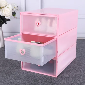 

2Pcs Plastic Shoe Box Transparent Drawer Type Dust-proof And Moisture-proof Home Storage Box High Capacity Storage Organizer