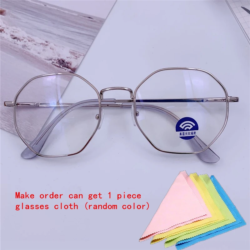Men Vintage Anti Blue light Glasses Frame Round Women Lens Myopia Optical Mirror Simple Metal Anti-blue Clear Eyewear Frames