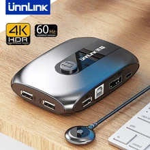 

UNNLINK Displayport KVM Switch 4 Port 4K USB 2.0 KVM Switcher With Extender for Laptop 2 or 4 PCS Share Mouse Keyboard Printer
