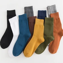 Hot Sale New Autumn Winter Men's Warm Socks For Man Colorful High Quality Double Needle Casual Sports Cotton Socks 5 Pairs