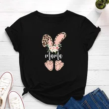 

Leopard Bunny Mama Print Women T Shirt Short Sleeve O Neck Loose Women Tshirt Ladies Fashion Tee Shirt Tops Camisetas Mujer