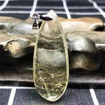 

Top Natural Gold Hair Rutilated Pendant For Woman Lady Man 43x17x9mm Beads Gemstone Reiki Crystal Necklace Pendant Jewelry AAAAA