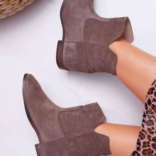 Женские ботинки; сезон осень-зима; модные ботинки на плоской подошве; женская обувь; женские кожаные пикантные ботильоны на молнии; Botas Mujer