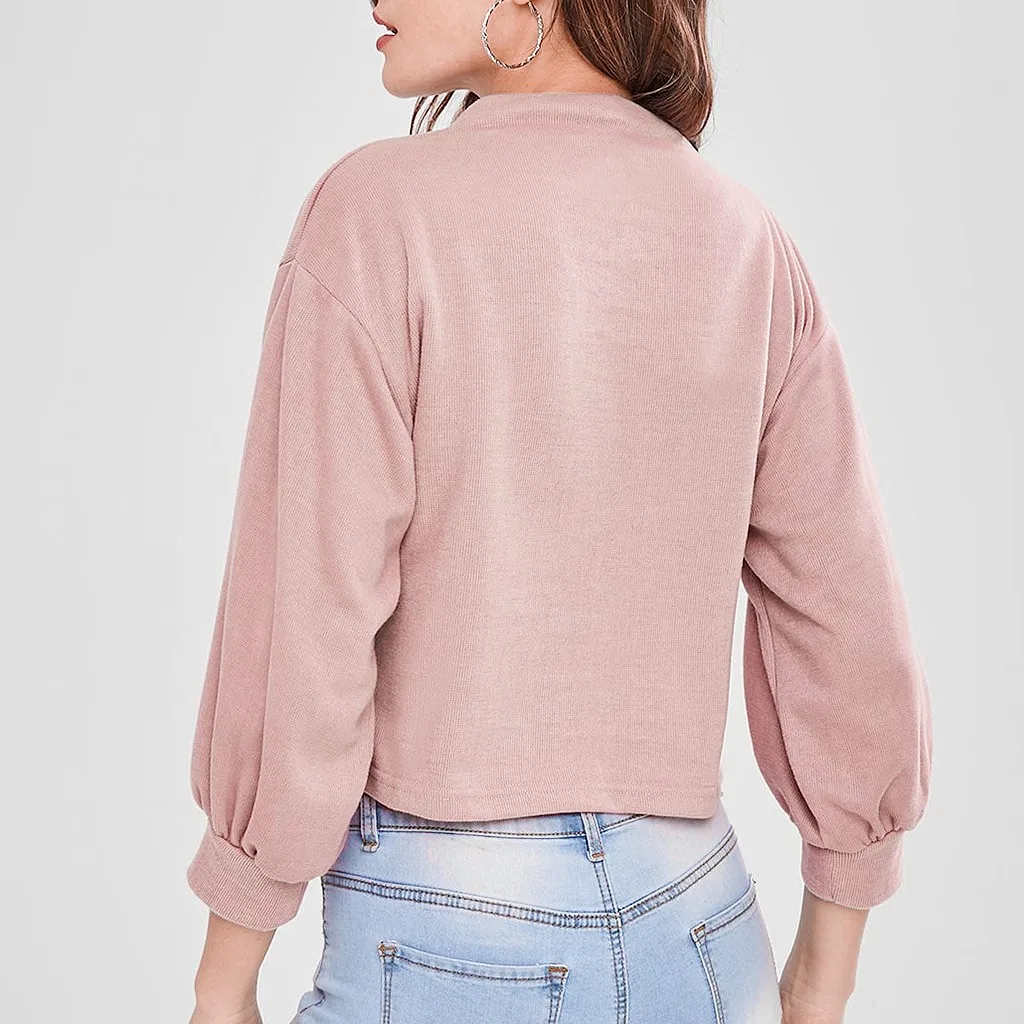 JAYCOSIN Fashion Women Casual Simple Solid Color Flower Embroidery Strappy Loose Hoodie Sweatshirt Comfortable Soft Blouse 