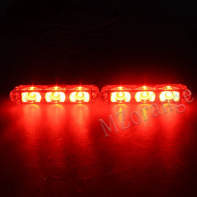 2x3 полицейские проблесковые огни на светодиодах стробоскопы на автомобиле мигающие сигнализаторы для всех автомобилей мигалки Стробоскопы для автомобилей полицейский свет - Цвет: Красный