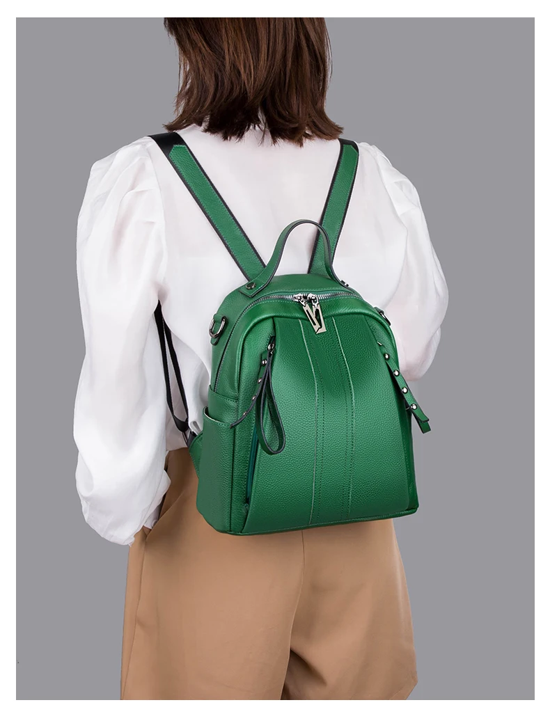 100% Genuine Leather Women's backpack Casual Waterproof real Cowhide Backpacks Female Luxury Back pack Women Travel Shoulder Bag