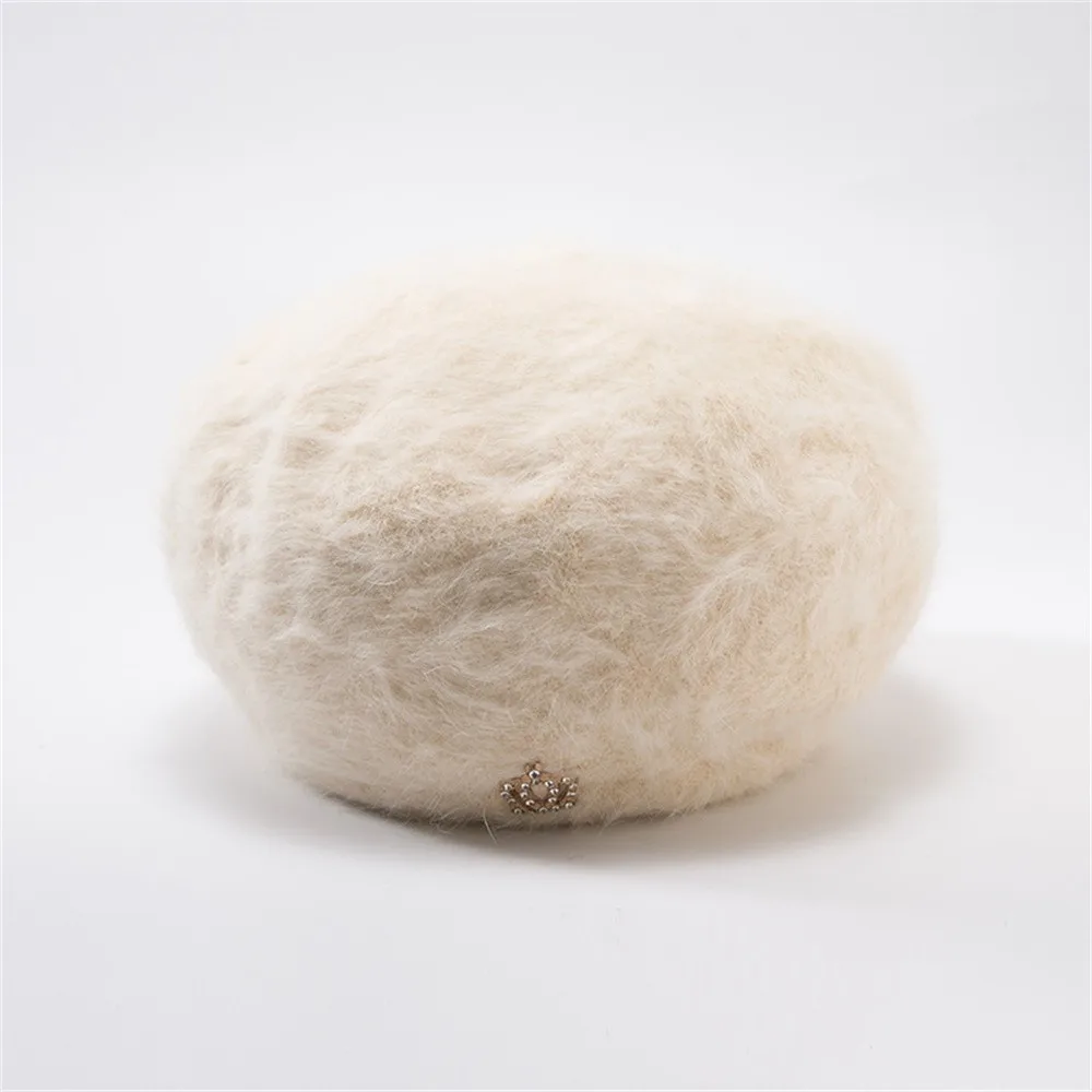 BEFORW женский живописец классический французский Knitind плюс бархатный берет Женская шляпа зимние теплые шапки-береты из кроличьей шерсти