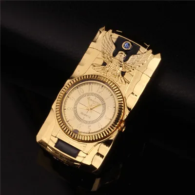 A025 - Gold Креативные кварцевые часы-зажигалка многофункциональная ветрозащитная циркуляция надувные часы индивидуальная Зажигалка мужской подарок - Цвет: A025 - Gold