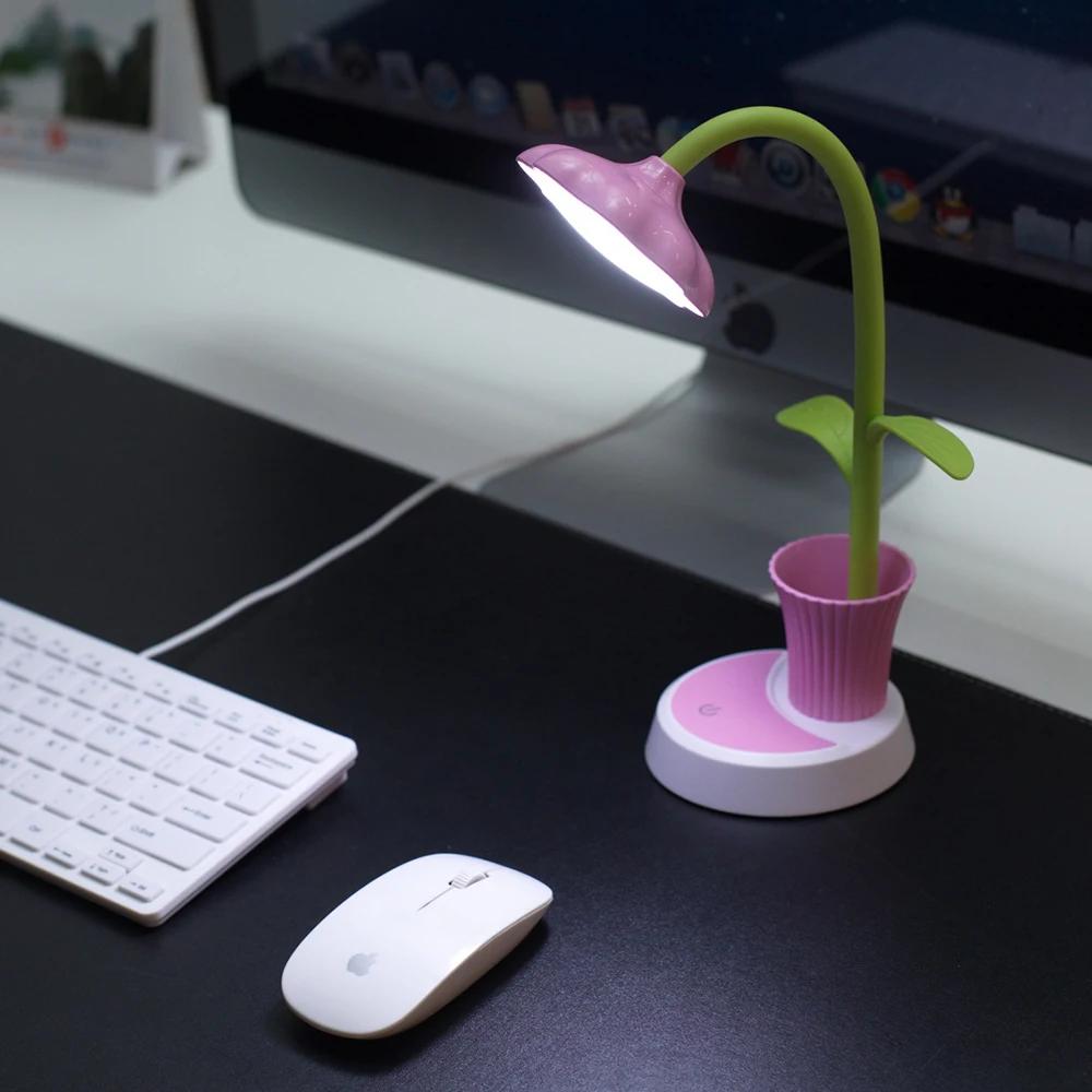 

USB Chargeable LED Table Lamp 2 In 1 Sun Flower LED Desk Lamp with Pen Holder Children Reading Learning Eye Protect Nigh Lamp