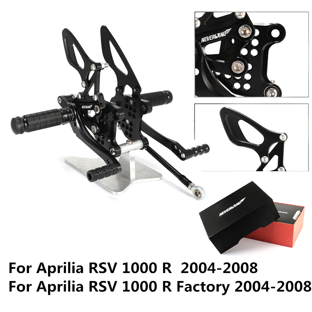 

Motorcycle Footrests For Aprilia RSV 1000 R Factory 2004 2005 2006 2007 2008 Rear Foot Pedal Pegs Accessories Aluminum CNC D49