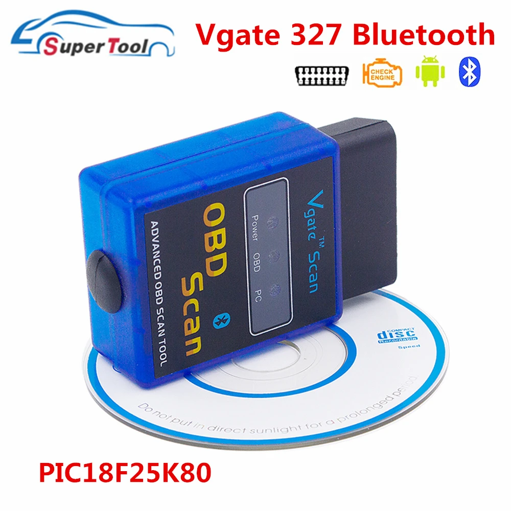 OBD2 сканер Vgate ELM327 Bluetooth V1.5 PIC18F25K80 OBDII Vgate ELM327 диагностический сканер инструмент для принадлежности для автомобиля сканер
