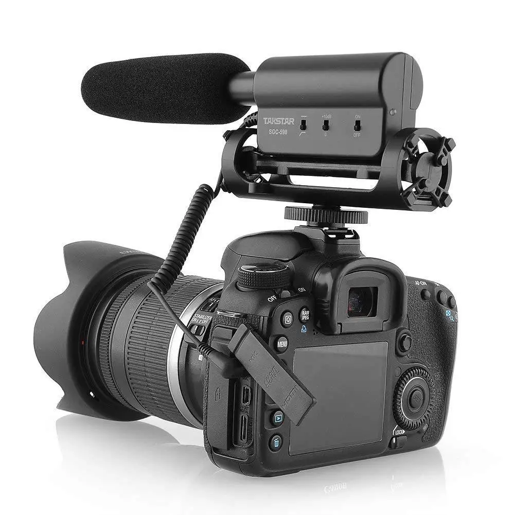 Интервью конденсаторный микрофон для Nikon/Canon камера/DV видеокамера Высокая чувствительность повышение универсальный разъем