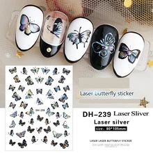 10pcs DH-Series Laser Colorful Butterfly Nail Stickers Nails Art 3D Decorations Set Self-Adhersive Design Manicure Decals Label