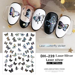 10pcs DH-Series Laser Colorful Butterfly Nail Stickers Nails Art 3D Decorations Set Self-Adhersive Design Manicure Decals Label