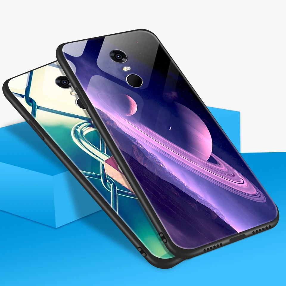 Для Xiaomi Redmi 4x чехол для телефона из закаленного стекла с звездным узором для Redmi 5 5A 5Plus Мягкий силиконовый край полная защита жесткий чехол