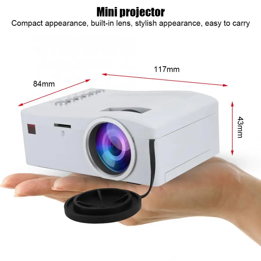 UC18 1080P 400 люмен Мини светодиодный проектор с AV/HDMI/USB/TF входом 3,5 мм выход для наушников с пультом дистанционного управления 110-240 В