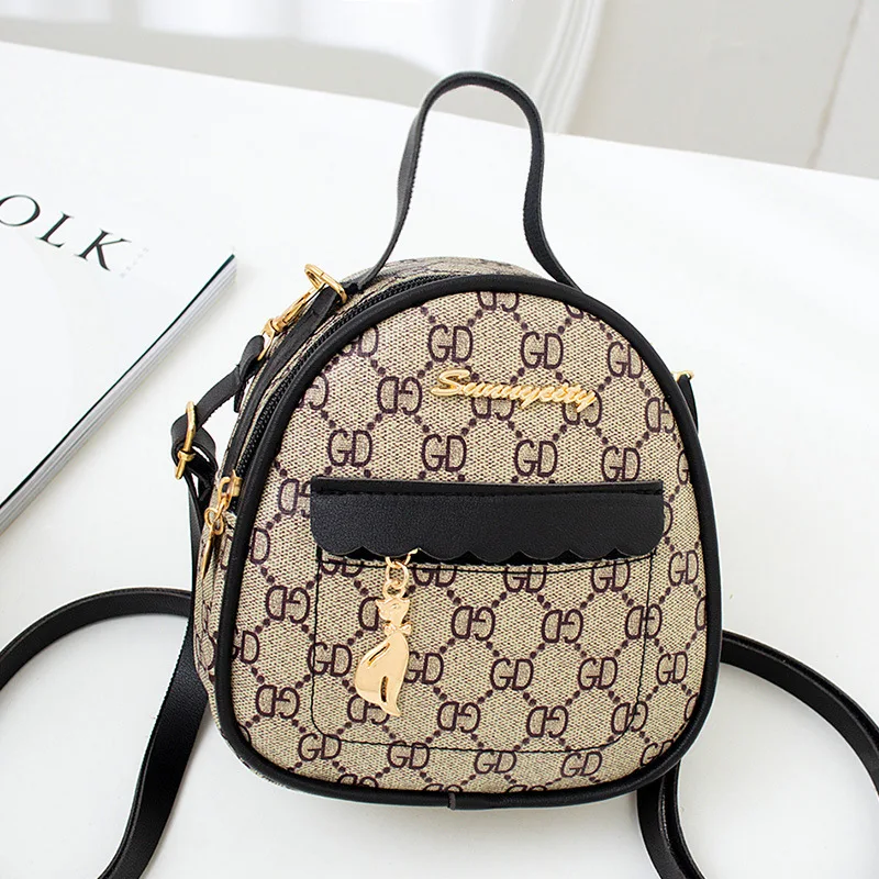 

2019 Spring And Summer Hipster Printed Lettered Matching Color Hijab Zipper Backpack Women's Shoulder Cross-body Hand Bag