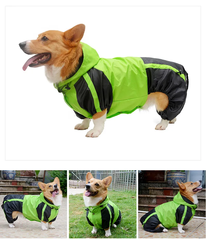 Casaco de chuva com capuz, Pet Outfit,