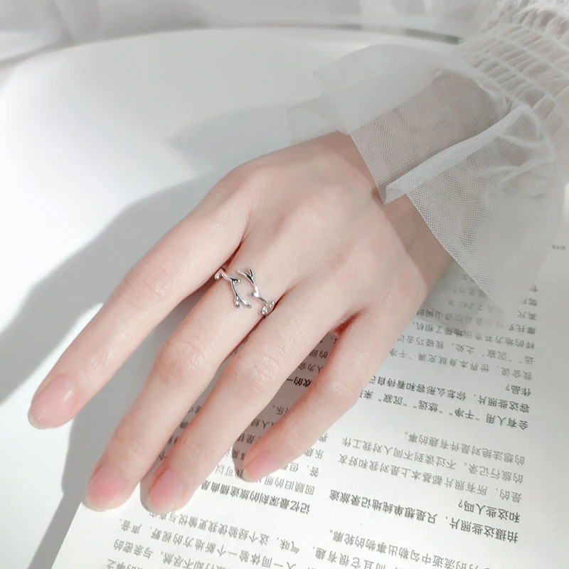 Modian Classic Fashion Irregular Branches Ring for Women Real 925 Sterling Silver Adjustable Free Size Plant Ring Fine Jewelry