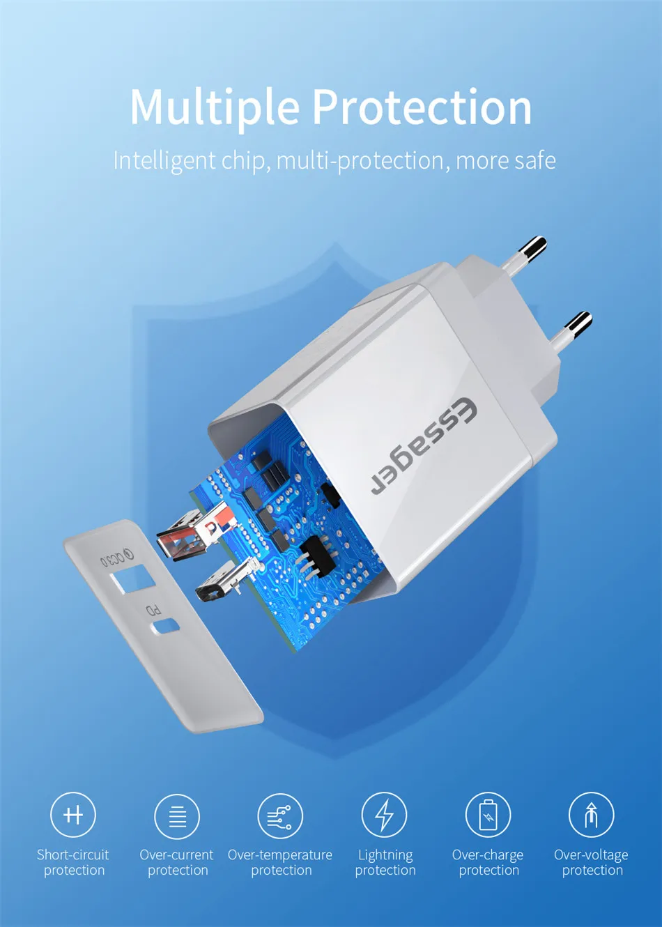 Essager 36 Вт Быстрая зарядка 3,0 USB зарядное устройство QC3.0 QC Тип C PD турбо Быстрая зарядка настенное зарядное устройство для мобильного телефона для iPhone 11 Pro Max