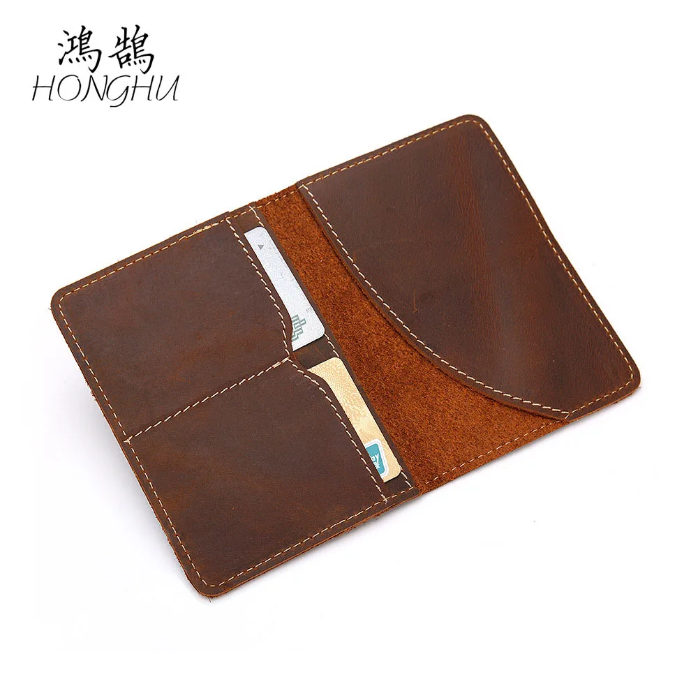 

Genuine Leather Card Bag Vintage Cowhide Crazy a Passport Holder Passport Bag Document Package Horse