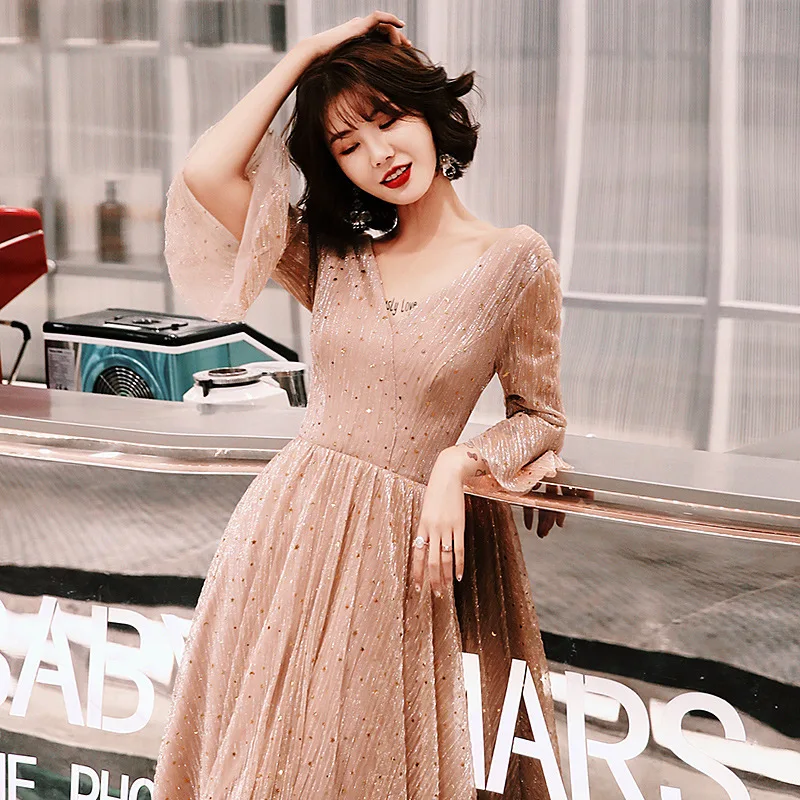 

2020 Limited Daminha Gown Gengli Banquet Evening Dresses Women Vogue Of New Fund Of Temperament Sequins Host Society Long Dress