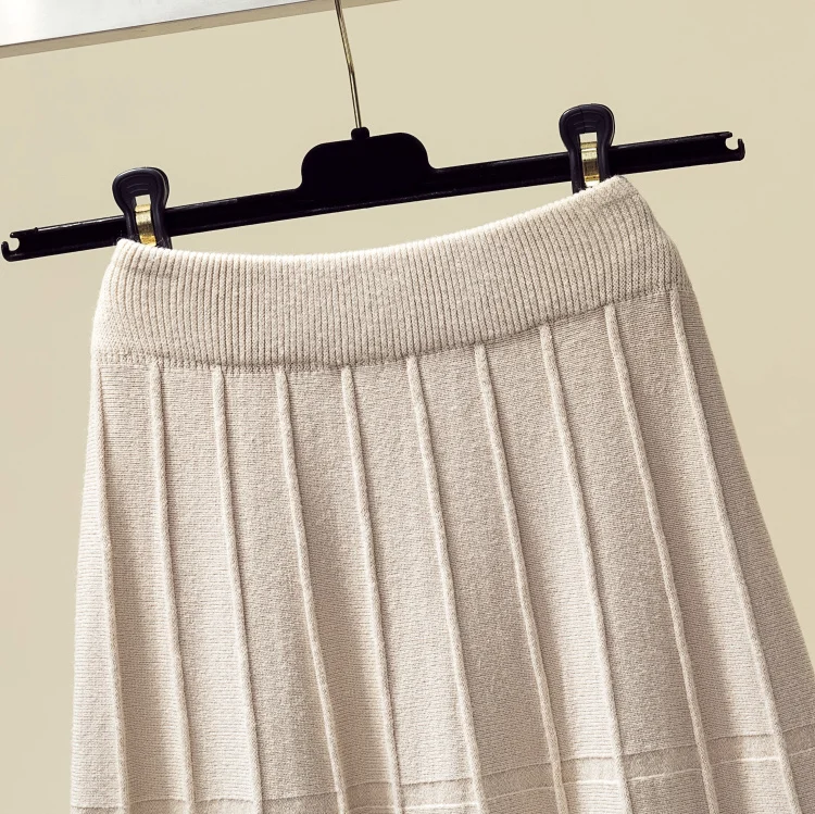 Beiyingni בציר חצאית נשים לסרוג גבוהה מותן קו רך מזדמן אלגנטי שחור חצאיות Streetwear אביב סתיו אופנה Midi Saia