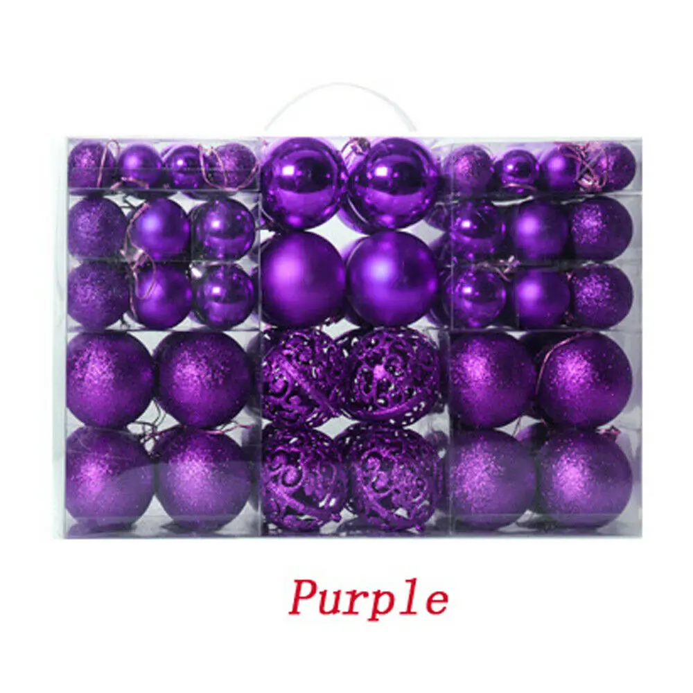Purple 100 шт Рождественская елка Декор шар-безделушка рождественские вечерние Висячие шар, украшение, Декор рождественские украшения для дома подарок - Color: Purple
