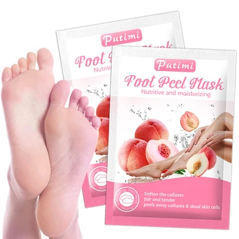 

4pcs 2pair Peach Foot Mask Exfoliating Dead Skin Pedicure Socks Foot Peeling Mask for Leg Anti Crack Heels Moisturizer Foot Mask
