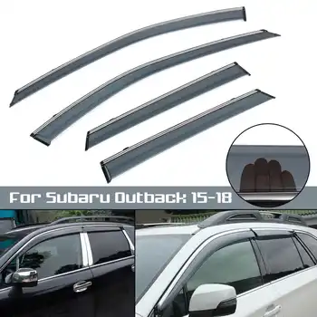 

4PCS Front Rear Car Window Visor Vent Shade Rain Sun Guard Deflector Chrome Trim For Subaru Outback 2015 2016 2017 2018