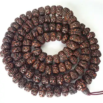 티베트 불교 말라 네팔 108 큰 기름칠 Rudraksha Bodhi 구슬 말라 16-18mm 남자 BRO575