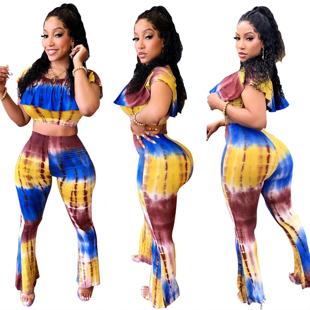 

LS6136 Europe And America WOMEN'S Dress Amazon AliExpress Hot Models Flounced Double Purpose Wrap-around Loose Pants Two-Piece S