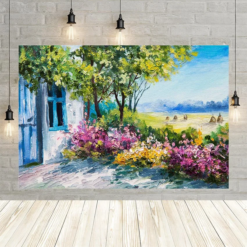 

Mehofond Painting Rural Spring Photo Background Tree Flower Baby Shower Photography Backdrops Newborn Portrait Party Studio