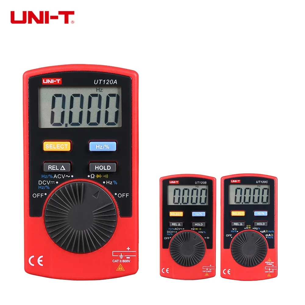 UNI-T UT120A Цифровой мультиметр карманный размер AC/DC Напряжение Ток Сопротивление Емкость Частота тестер