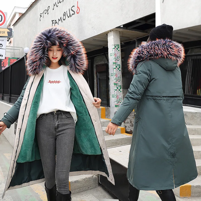 

2019 Winter New Style Top Grade Fur Collar Mid-length Cotton-padded Clothes Women's Korean-style Lambs Wool Uchimura down Jacket