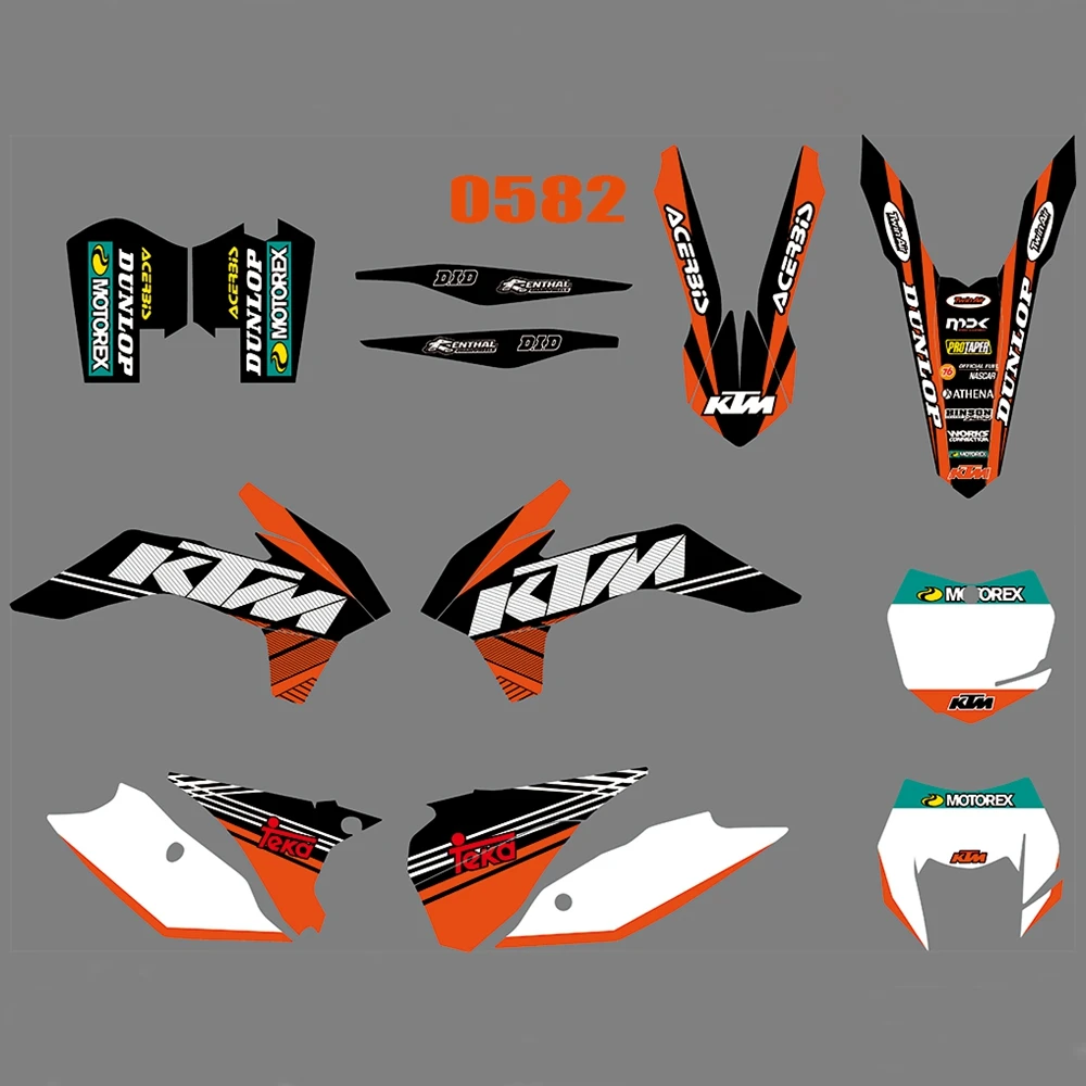 

For KTM EXC XCW XCF-W 2014 2015 2016 Graphics Decals Stickers Custom Number Name 3M Full Motorcycle Backgrounds Accessories